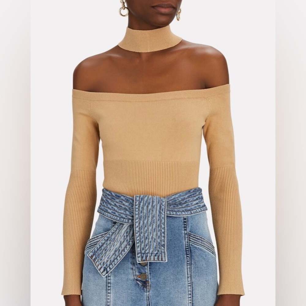 JONATHAN SIMKHAI Lila Cold Shoulder Rib Top Sweater